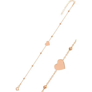 Söğütlü Silver Gümüş Rose Top Top Zincirli Kalp Bileklik