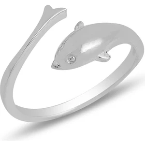 Söğütlü Silver Gümüş Rodyumlu Üstten Ayarlamalı Yunus Balığı Yüzük