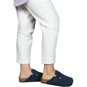 Yıldız Shoes Hogus İthal Unisex Kışlık Önü Kapalı Keçeli Günlük Sabo Ev Terliği Misafir Ev Terliği Lacivert