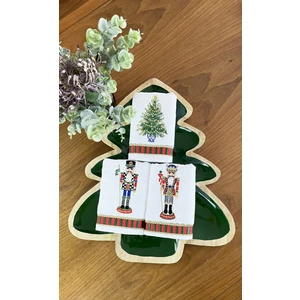 Ge Living 3´lü Set Dekoratif Yılbaşı Ağacı ve Nutcracker Desenli Havlu - Yeni Yıl Serisi