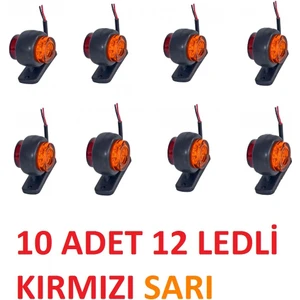 Mini Takoz Lamba 12 Ledli Kırmızı Sarı 10 Adet Yüksek Işık