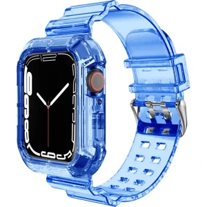 ​​​apple Watch 8 Ultra 49MM Kasa Korumalı Şeffaf Silikon Kordon