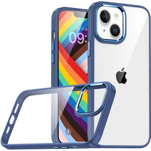 Caseworld Apple iPhone 14 Plus Kapak Metal Kamera Korumalı Arkası Şeffaf Silikon Kılıf - Mavi