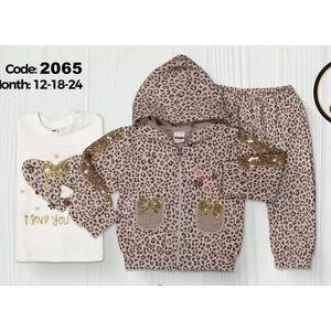 Novy Baby Leopar Desenli 3lü Kız Takım