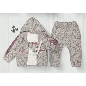Novy Baby Leopar Desenli 3lü Kiz Takim