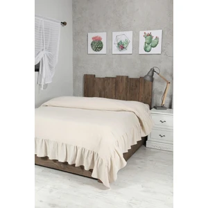 Naturel Fırfırlı Yatak Örtüsü Double Vintage 240X260 cm