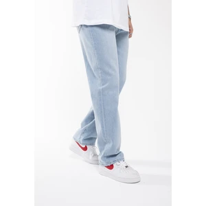The Trend Man Baggy Düz Açık Buz Mavi Uzun Paça Boyfriend Jeans Pantolon