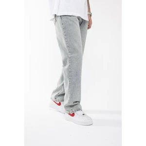 The Trend Man Baggy Düz Koyu Buz Mavi Uzun Paça Boyfriend Jeans Pantolon