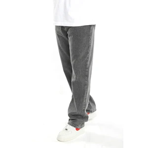The Trend Man Baggy Düz Gri Uzun Paça Boyfriend Jeans Pantolon