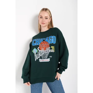 Kadın Chicago 76 Baskılı Oversize Sweatshirt
