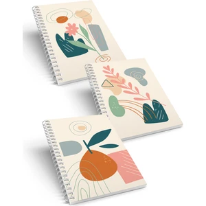 Co Notes  3'lü Spiralli Kareli Defter Seti - Flowers Series A5 (15X21CM)