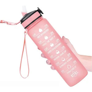 1000ML Zaman Içme ve Samanlı Su Şişesi, Zaman Damgalı Motive Edici Su Şişesi (Yurt Dışından)