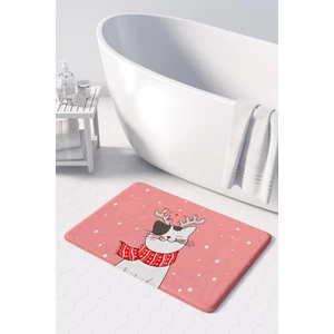 Sevimli Tasarımlı Yılbaşı Dekoru Banyo Paspası, Kaymaz Taban, Makinede Yıkanabilir, Yeni Yıl Paspası 50x80 Cm