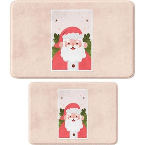 Sevimli Tasarımlı Yılbaşı Dekoru, Takım Banyo Paspası, Kaymaz Taban, Makinede Yıkanabilir, Yeni Yıl Paspası