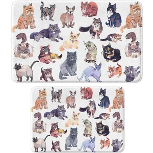 Sevimli Tasarımlı Mikrofiber 2'li Takım Banyo Paspası, Kaymaz Taban, Makinede Yıkanabilir (40x60 Cm - 50x80 Cm)