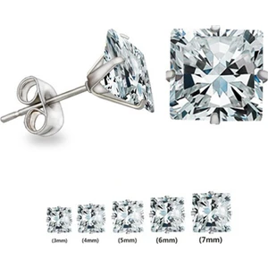Adal Silver Kadın Gümüş Tektaş Küpe 3/4/5/6/7 mm Zirkon Taşlı Çivili