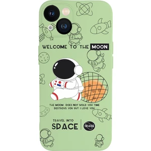 iPhone 13 Sevimli Astronot Desenli Premium Silikonlu Telefon Kılıfı
