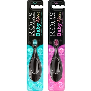 R.o.c.s. Baby Neon 0-3 Yaş Için Ekstra Yumuşak Diş Fırçası - 2'li Set - Pembe+Turkuaz