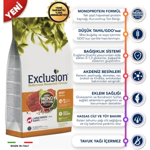 Düşük Tahıllı Monoprotein Sığır Etli ve Narlı Büyük Irk Yavru Köpek Maması 12 kg