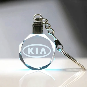 7/24 Hediye Kia Logolu 2d Patlatma Kristal LED Işıklı Anahtarlık, Araba Anahtarlığı