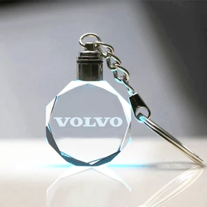 7/24 Hediye Volvo Logolu 2d Patlatma Kristal LED Işıklı Anahtarlık, Araba Anahtarlığı