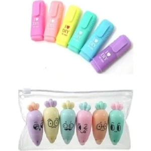 Fosforlu Mini Kalem 2’li Set Fosforlu Havuç Fosforlu