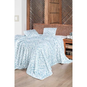Bambu Baskılı Tek Kişilik Polar Battaniye Seti /H-104556-PERU Blue