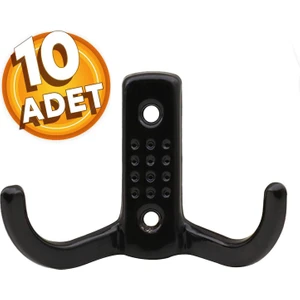 Vestiyer Duvar Askısı Dolap Askılığı Siyah Metal Askı (10 Adet)