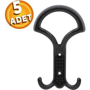 Portmanto Vestiyer Duvar Askısı Metal Dolap Askılığı Siyah 5 Adet