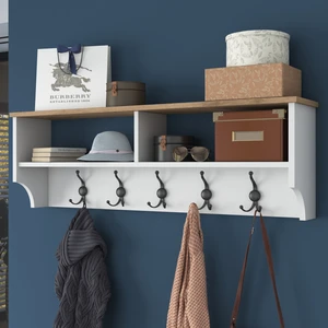 P2 Modern Portmanto Duvar Askısı Beyaz - Sepet Ceviz Vestiyer 120 Cm