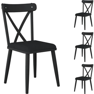 JB108 Metal Sandalye Thonet Sandalye 4'lü Mutfak Yemek Masası Sandalyesi Siyah