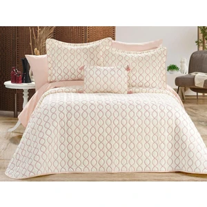 Çeyiz Diyarı Brillance Çift Kişilik Yatak Örtüsü Krem Pudra