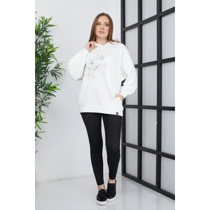 Banada Moda Kadın Line Art Baskılı Oversize Sweatshirt Oversize