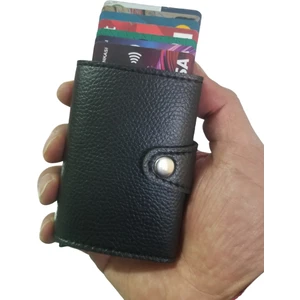 Rdif Korumalı Otomatik Mekanizmalı Deri Cüzdan Kartlık
