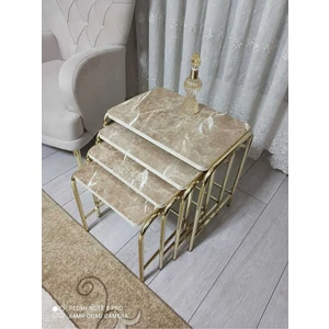 Aslan Store 4'lü Metal Gold Zigon Sehpa