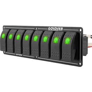 8 Anahtar Swicth Panel Slim Model Yeşil Işık 12-24V