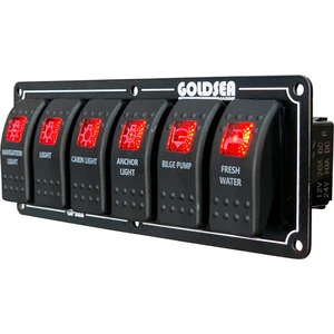 6 Anahtar Swicth Panel Slim Model Kırmızı Işık Sembollü 12-24V