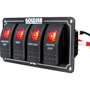 4 Anahtar Swicth Panel Slim Model Kırmızı Işık Sembollü 12-24V