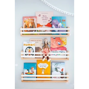 60 cm Beyaz Çıtalı  Ahşap Raf 3lü