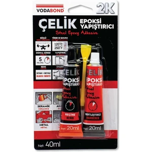 2k Rapid Çelik Epoksi Yapıştırıcı 20 ml + 20 ml Gri