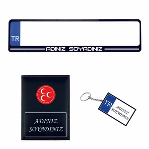 Plakalık Kişiye Özel Araç Plakalık Ruhsat Kabı Anahtarlık Set