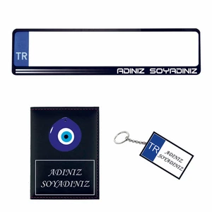 Plakalık Kişiye Özel Araç Plakalık Ruhsat Kabı Anahtarlık Set