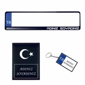 Plakalık Kişiye Özel Araç Plakalık Ruhsat Kabı Anahtarlık Set