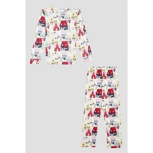 Kız Çocuk Ev Desenli Termal Pijama Takımı