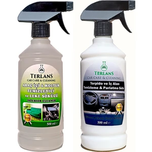 Terlans Parfümlü Torpido Parlatıcı ve Araç Içi Temizleyici Leke Sökücü 2X500 ml + Mikrofiber Bez