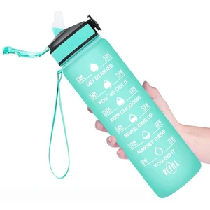 1000ML Zaman Içme ve Samanlı Su Şişesi, Zaman Damgalı Motive Edici Su Şişesi (Yurt Dışından)