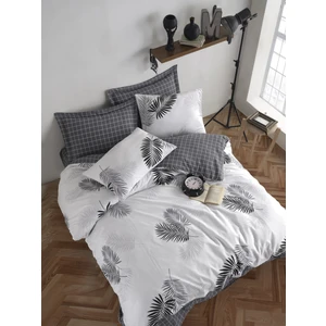 Enlora Home Stk Pamuklu Nevresim Takımı Çift Kişilik Pipong Beyaz-Gri