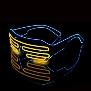LED Işıklı Gözlük Parlayan Neon Yanıp Sönen Işık Renkli Festival Bar Club Party Gözlük Oyuncak LED Işıklı Sarı Lacivert