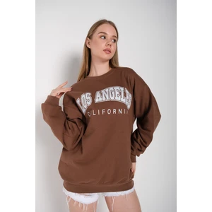 Kadın Los Angeles Baskılı Oversize Sweatshirt