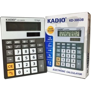 Kadıo 12 Haneli Masaüstü Hesap Makinesi KD-3860B Rahat Kullanışlı Büyük Tuşlu Net Rakam Pilli Hesap